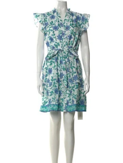 Pre-owned Calypso St Barth Floral Print Mini Dress In Blue