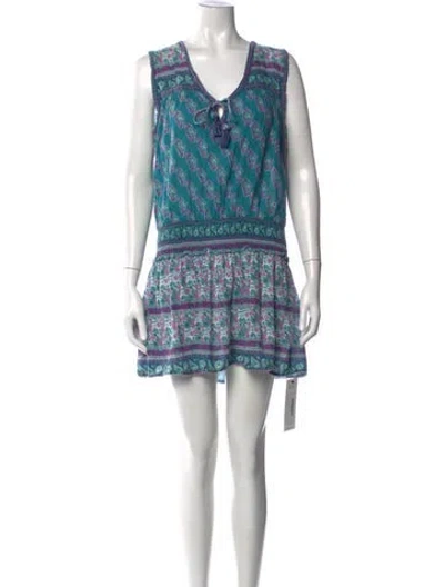 Pre-owned Calypso St Barth Floral Print Mini Dress In Blue