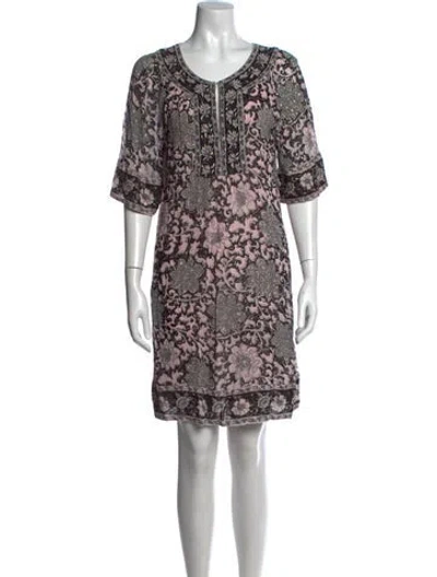 Pre-owned Calypso St Barth Floral Print Mini Dress In Blue/burgundy