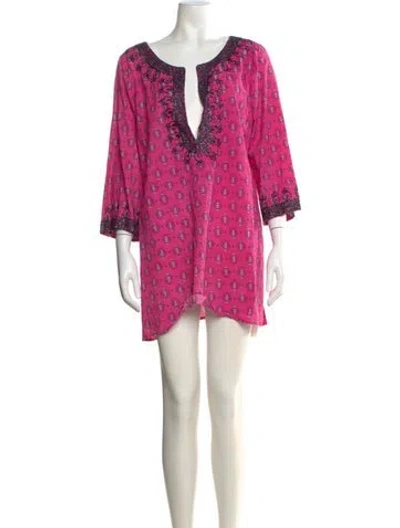 Pre-owned Calypso St Barth Floral Print Mini Dress In Pink