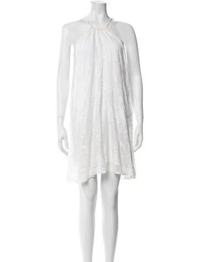 Pre-owned Calypso St Barth Floral Print Mini Dress In White
