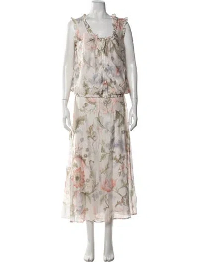 Pre-owned Calypso St Barth Floral Print Skirt Set In Neutrals