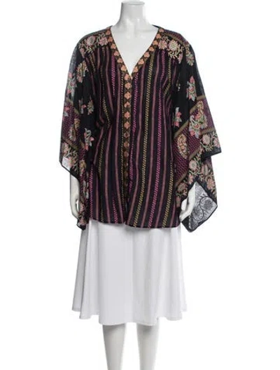 Pre-owned Calypso St Barth Floral Print Top In Blue