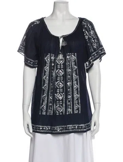Pre-owned Calypso St Barth Graphic Print Crew Neck Top In Blue