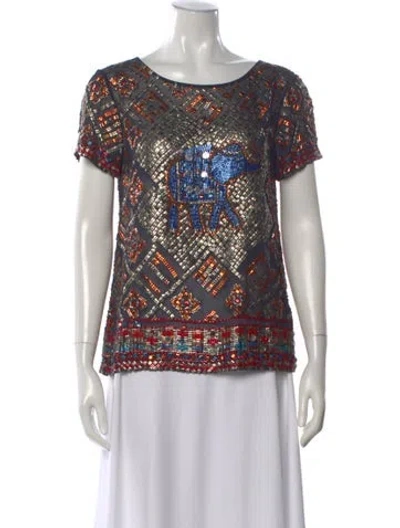 Pre-owned Calypso St Barth Graphic Print Crew Neck Top In Multi