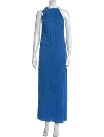 Pre-owned Calypso St Barth Halterneck Long Dress In Blue