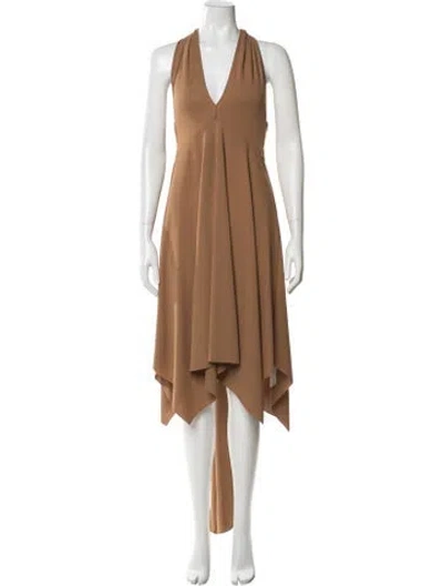 Pre-owned Calypso St Barth Halterneck Long Dress In Brown
