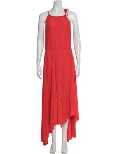 Pre-owned Calypso St Barth Halterneck Long Dress In Red