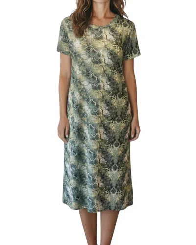 Calypso St Barth Jenneke Palm Leaf Shift Dress In Marbled In Green