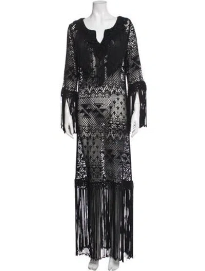 Pre-owned Calypso St Barth Lace Pattern Long Dress In Black