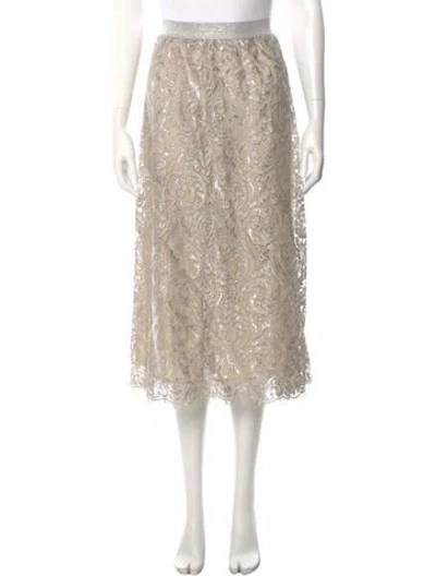 Pre-owned Calypso St Barth Lace Pattern Midi Length Skirt In Neutral