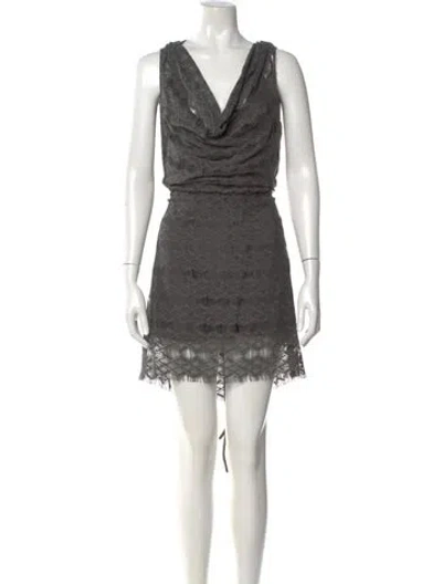 Pre-owned Calypso St Barth Lace Pattern Mini Dress In Gray