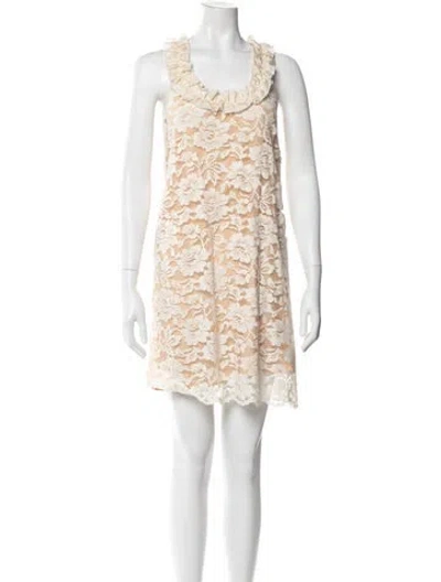 Pre-owned Calypso St Barth Lace Pattern Mini Dress In Neutrals