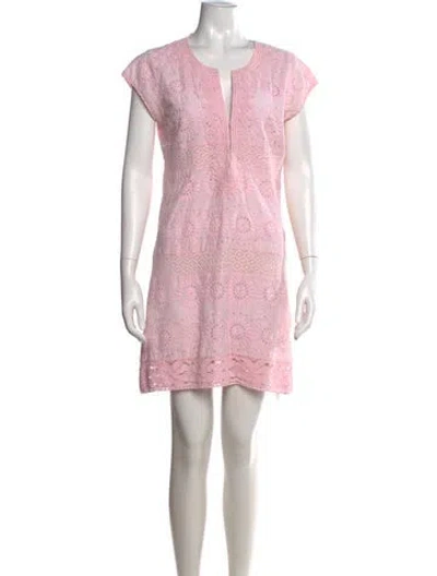 Pre-owned Calypso St Barth Lace Pattern Mini Dress In Pink