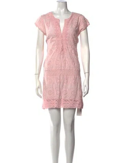 Pre-owned Calypso St Barth Lace Pattern Mini Dress In Pink
