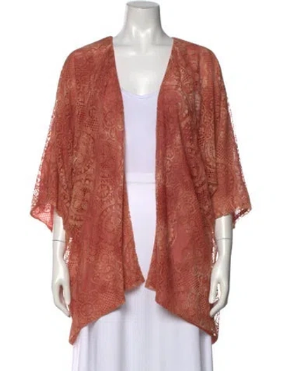 Pre-owned Calypso St Barth Lace Pattern Open Front Sweater In Orange