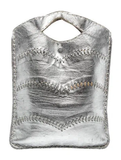 Pre-owned Calypso St Barth Leather Top Handle Bag In Metallic/silver