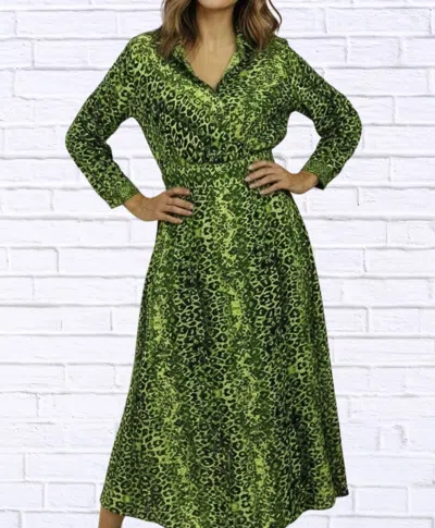 Calypso St Barth Leopard Wrap Dress In Green And Animal In Multi