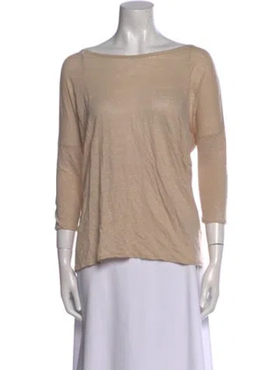 Pre-owned Calypso St Barth Linen Bateau Neckline Top In Neutral