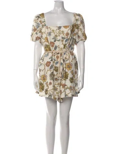Pre-owned Calypso St Barth Linen Floral Print Romper In Neutral