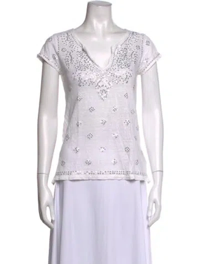 Pre-owned Calypso St Barth Linen Graphic Print T-shirt In White