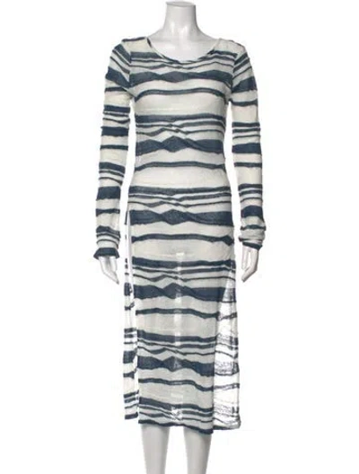 Pre-owned Calypso St Barth Linen Long Dress In Blue