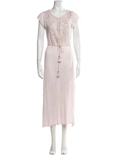 Pre-owned Calypso St Barth Linen Long Dress In Pink