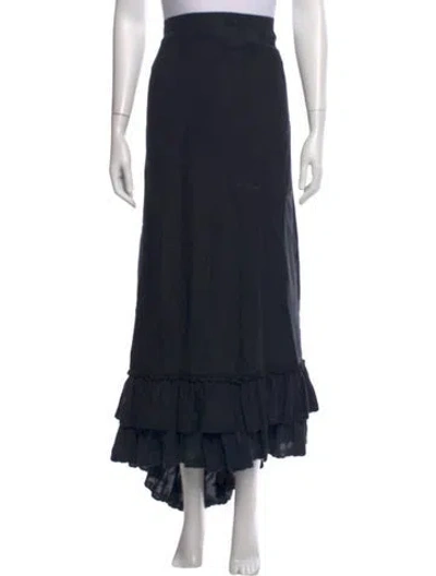 Pre-owned Calypso St Barth Linen Long Skirt In Blue