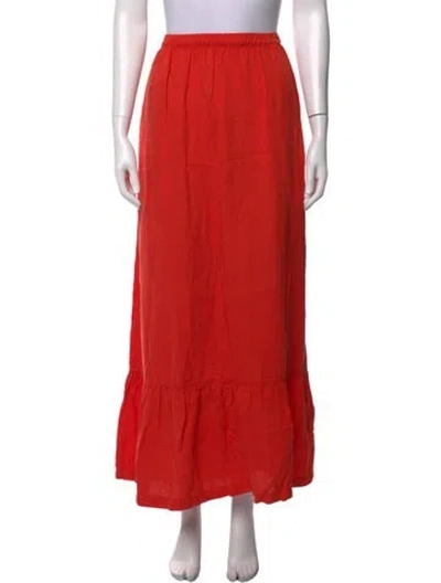 Pre-owned Calypso St Barth Linen Long Skirt In Orange