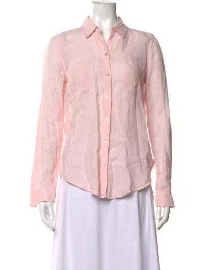 Pre-owned Calypso St Barth Linen Long Sleeve Button-up Top In Pink