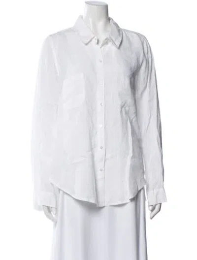 Pre-owned Calypso St Barth Linen Long Sleeve Button-up Top In White