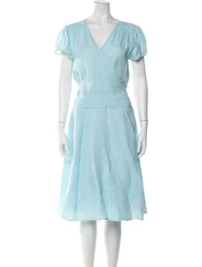 Pre-owned Calypso St Barth Linen Midi Length Dress In Blue
