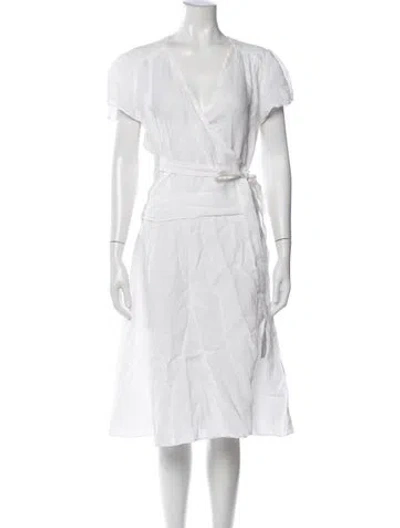 Pre-owned Calypso St Barth Linen Midi Length Dress In White