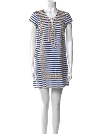 Pre-owned Calypso St Barth Linen Mini Dress In Blue