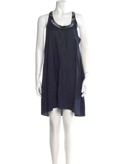 Pre-owned Calypso St Barth Linen Mini Dress In Blue