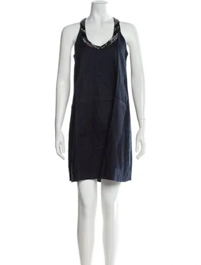 Pre-owned Calypso St Barth Linen Mini Dress In Blue