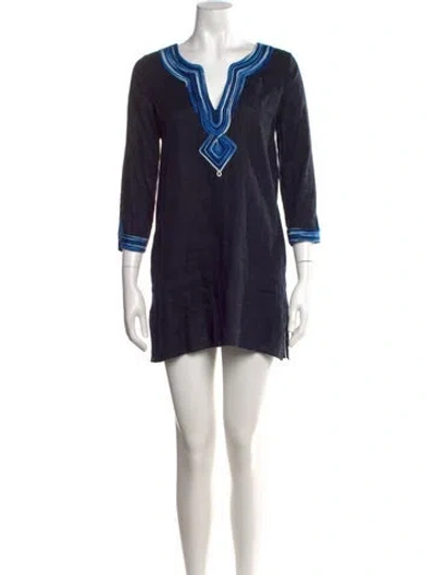 Pre-owned Calypso St Barth Linen Mini Dress In Blue