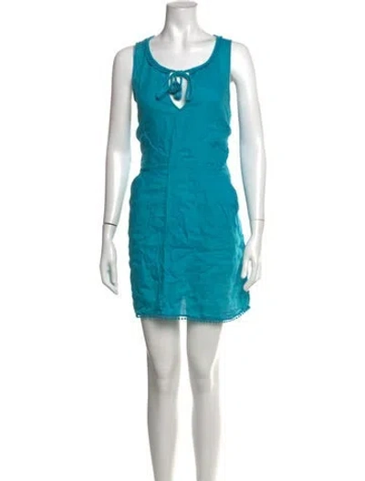 Pre-owned Calypso St Barth Linen Mini Dress In Blue