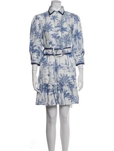 Pre-owned Calypso St Barth Linen Mini Dress In Blue/white
