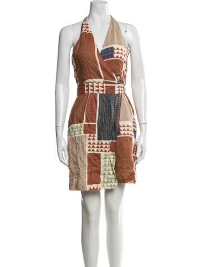 Pre-owned Calypso St Barth Linen Mini Dress In Brown