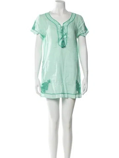 Pre-owned Calypso St Barth Linen Mini Dress In Green