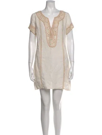 Pre-owned Calypso St Barth Linen Mini Dress In Neutral