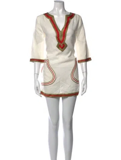 Pre-owned Calypso St Barth Linen Mini Dress In Neutrals