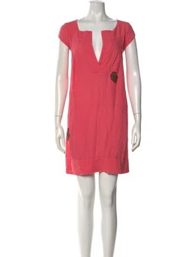 Pre-owned Calypso St Barth Linen Mini Dress In Orange