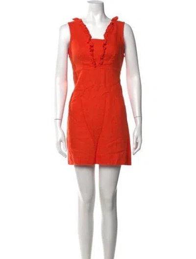 Pre-owned Calypso St Barth Linen Mini Dress In Orange