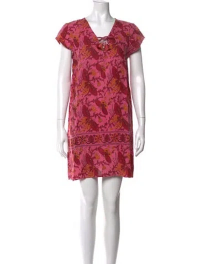 Pre-owned Calypso St Barth Linen Mini Dress In Pink