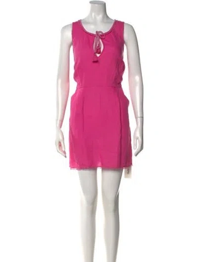 Pre-owned Calypso St Barth Linen Mini Dress In Pink