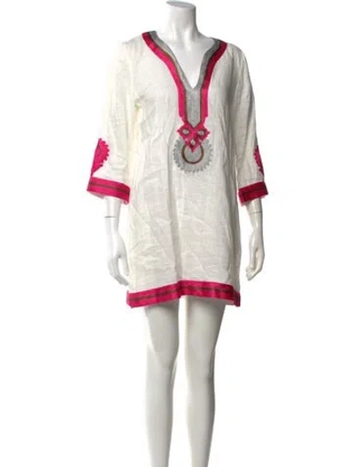 Pre-owned Calypso St Barth Linen Mini Dress In White