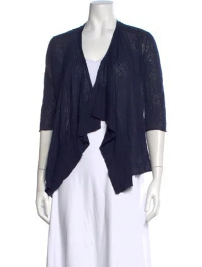 Pre-owned Calypso St Barth Linen Open Front Sweater In Blue