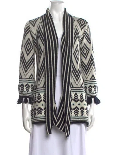 Pre-owned Calypso St Barth Linen Patterned Sweater In Black